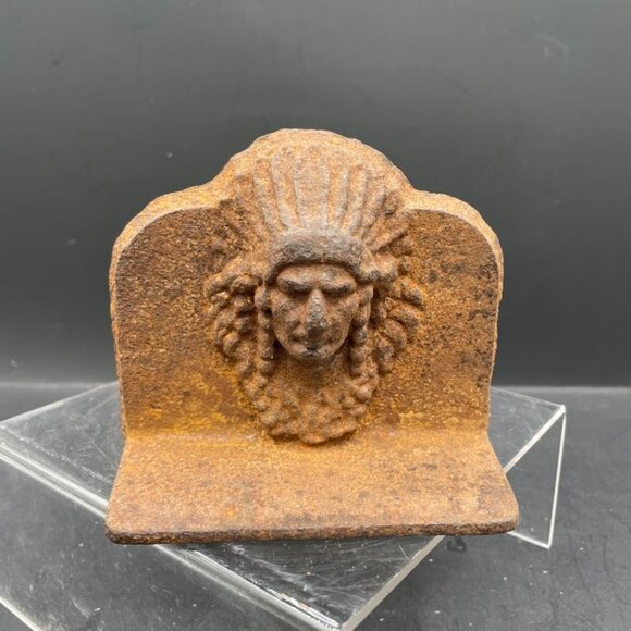 Pair of Cast Iron Indian Chief Bust Book Ends Cast Iron Indian Bookends - Picture 1 of 10